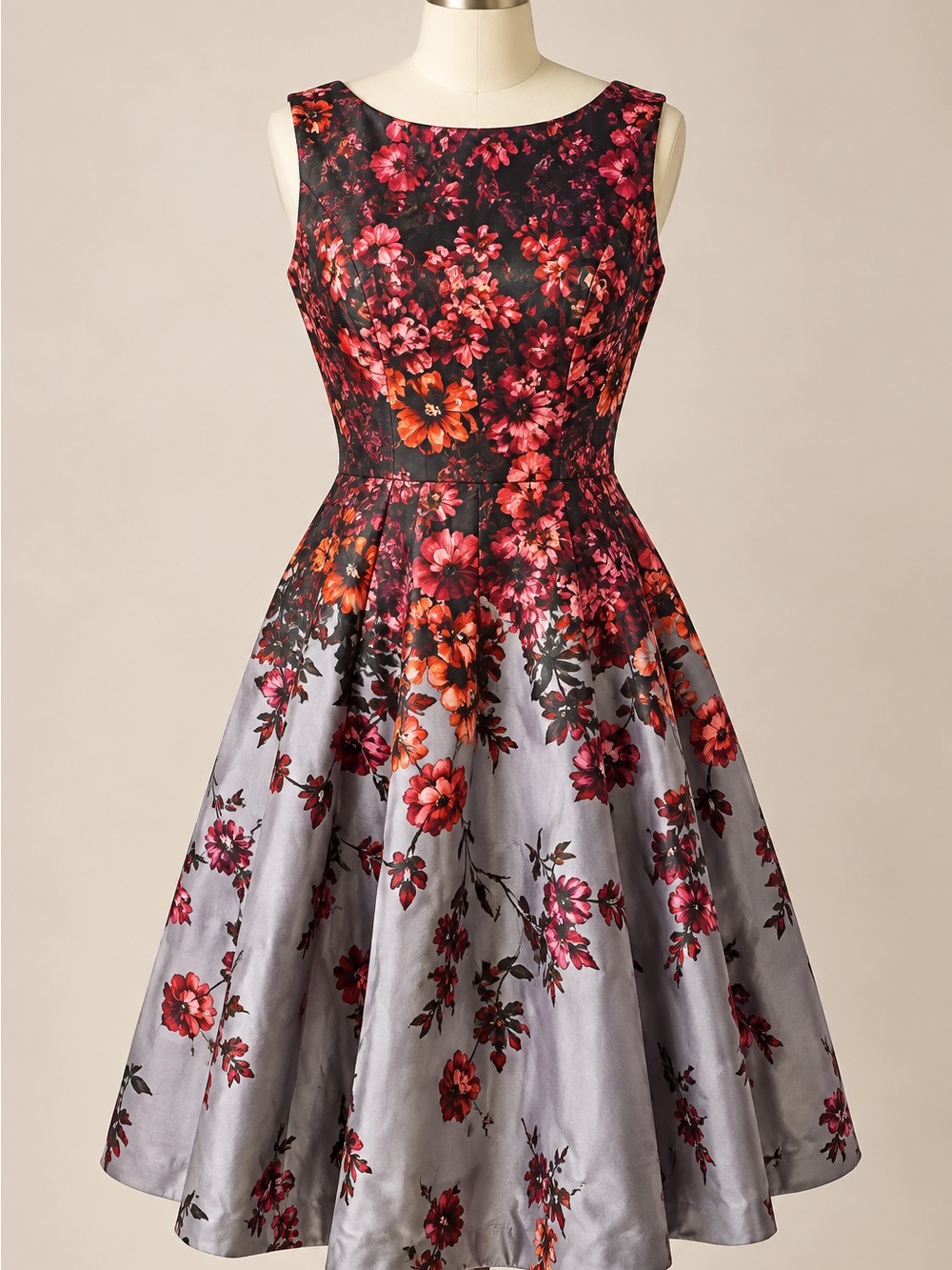 Julian Taylor Floral Fit & Flare Dress Size 10 Exposed Zip
